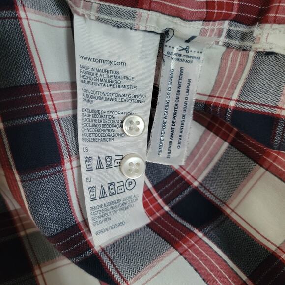 Tommy Hilfiger Men’s XL Red White Navy Striped Button Down Shirt Excellent - Picture 7 of 11